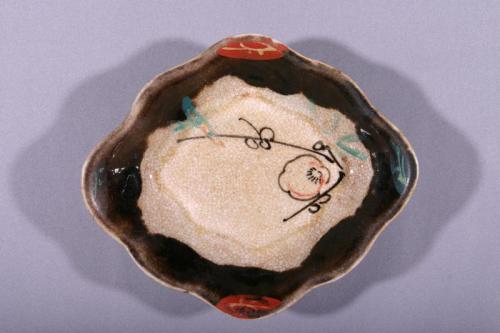 Dish with Enamel Floral Designs