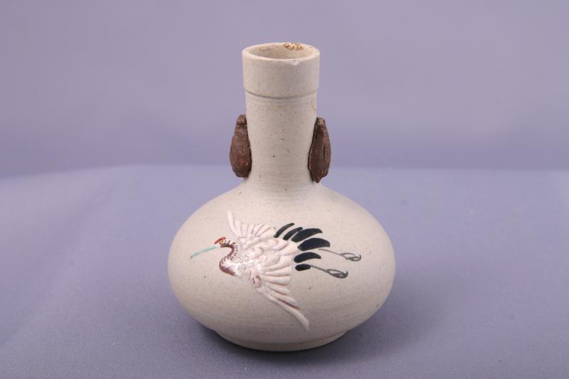 Miniature Vase with Crane and Flies