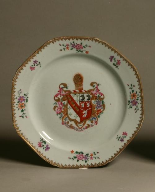 Export Ware Porcelain Plate with European Coat of Arms