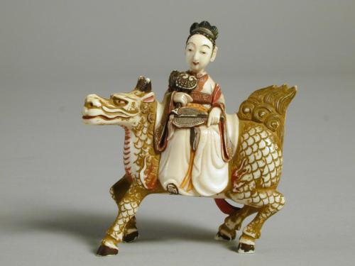 Snuff Bottle in the Shape of a Woman on a Kirin