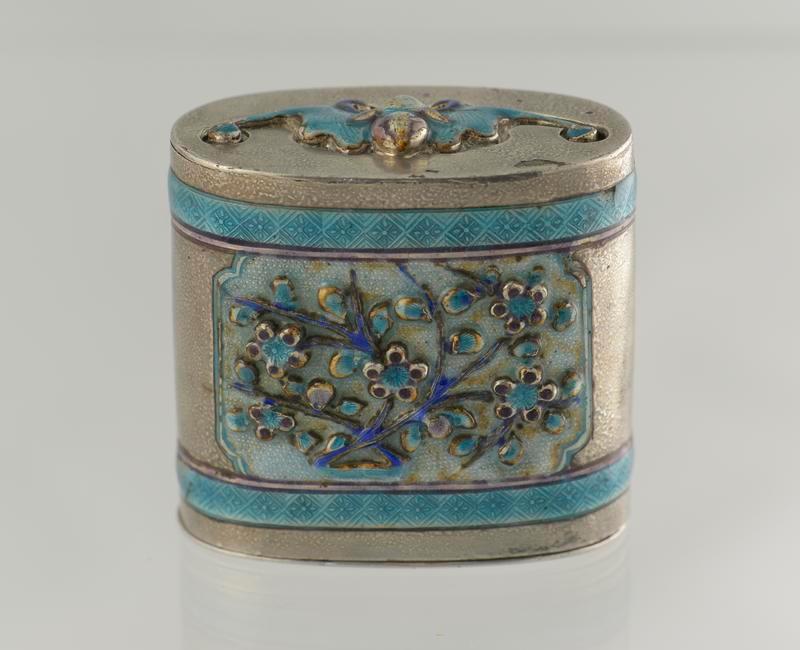 Silver & Enamel Opium Box with Two Compartments