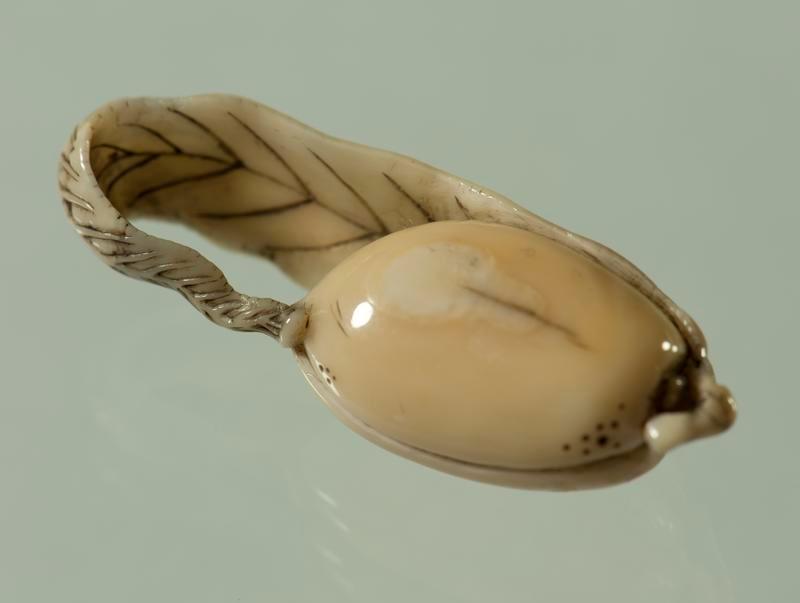 Netsuke of Almond and Leaf