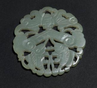 White Jade Pendant with Bat and Fish Design