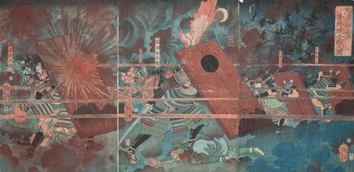 Kato Masakiyo (Kiyomasa) in battle at Shinshu Castle during the conquest of Korea