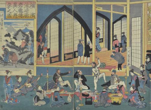 Foreigners' Revelry at the Gankiro in the Miyozaki Quarter of Yokohama