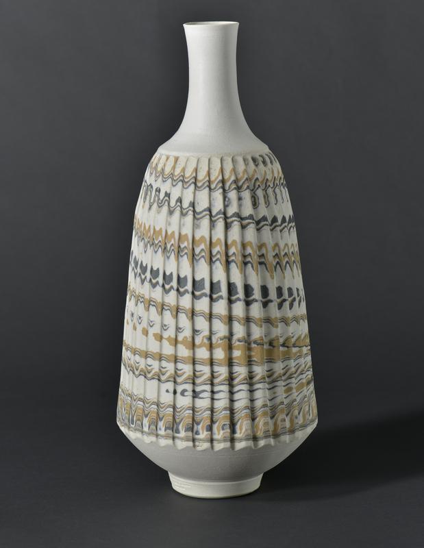 Fluted Agateware Porcelain Vase