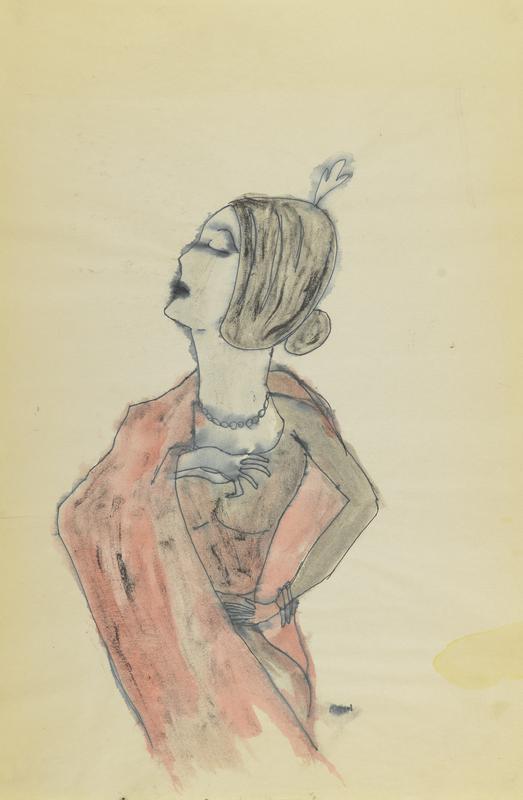 Untitled (woman in red dress cape)