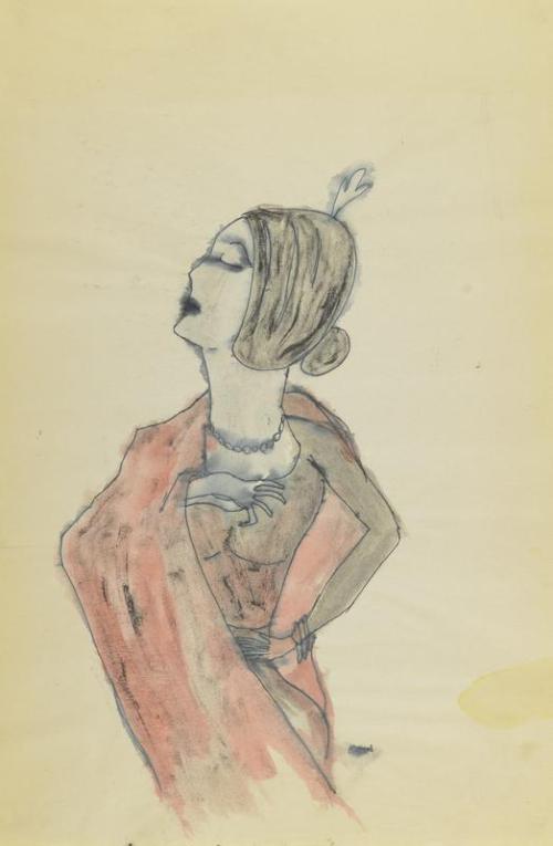 Untitled (woman in red dress cape)