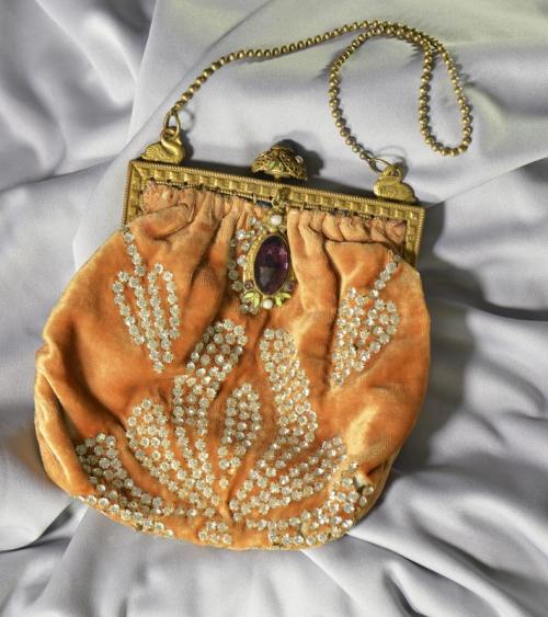 Diamond Pattern Velvet Bag with Large Pendant