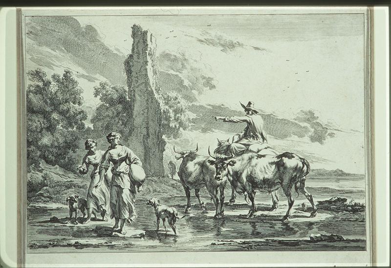 Untitled (Scene with Women, Men, Cows and Dogs)