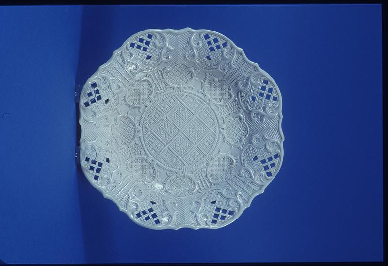 Staffordshire Plate with Pierced Decoration and Scalloped Rim