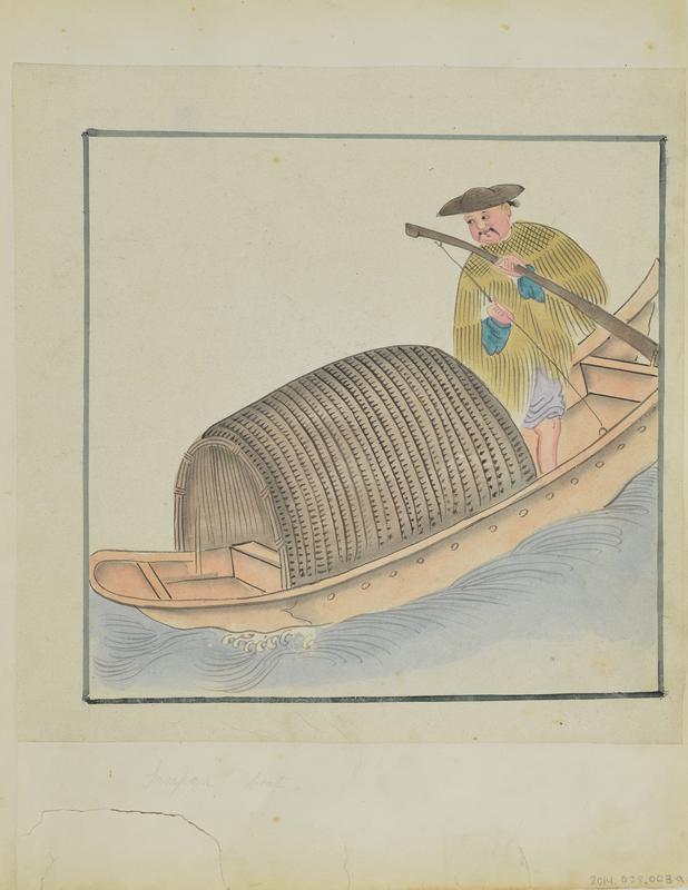 Sampan Boat (Side A)
Untiled; Man carrying two covered baskets (Side B)