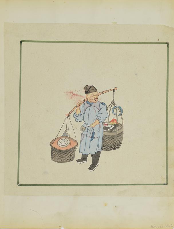 Untitled (Man carrying two baskets on a shoulder pole) (Side A)
Untitled (Man carrying two baskets of tofu? on a shoulder pole) (Side B)