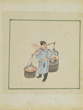 Untitled (Man carrying two baskets on a shoulder pole) (Side A)
Untitled (Man carrying two baskets of tofu? on a shoulder pole) (Side B)