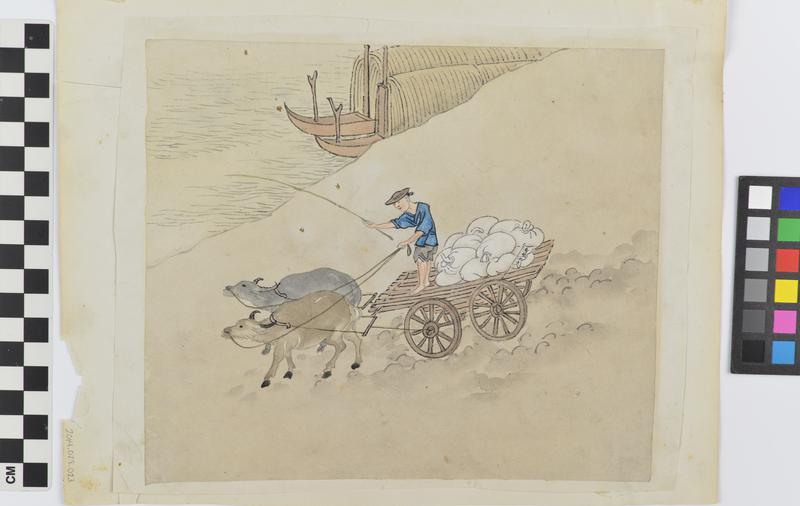 Untitled (Man on ox cart)