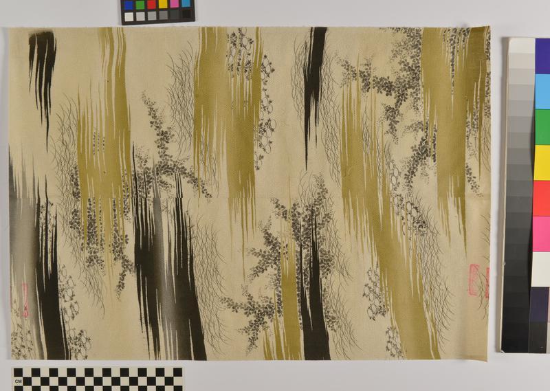 Yuzen-dyed fabric fragment