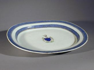 Blue on White Platter with Baillie Family Armorial Crest