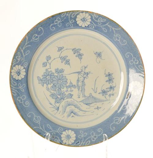 Dish with Oriental Figure, Flowers and Insect