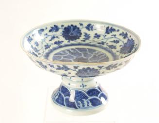 Stem Dish in Blue Wave Pattern