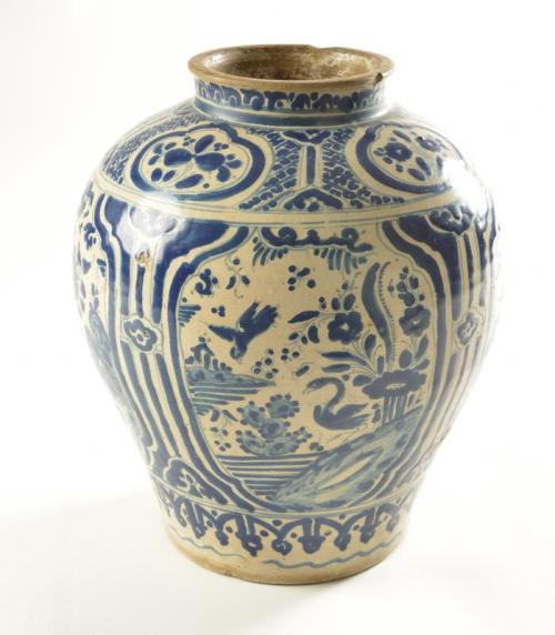 Baluster Vase with Blue and White Decoration