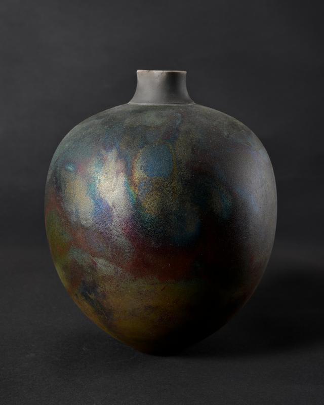 Raku fired vase