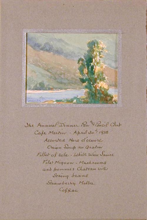 Illustrated Menu: Annual Dinner Pen and Pencil Club