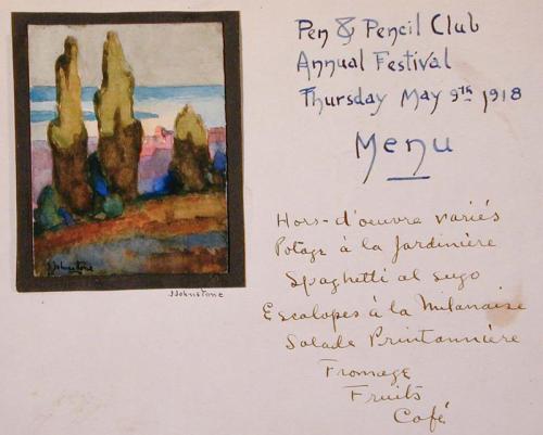 Illustrated Menu: Pen & Pencil Club/Annual Festival