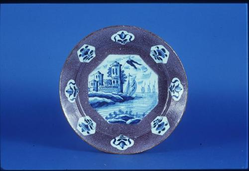 Dish with Building and Ship Motif