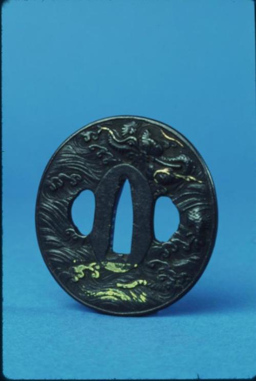 Tsuba with Design of Dragon and Waves