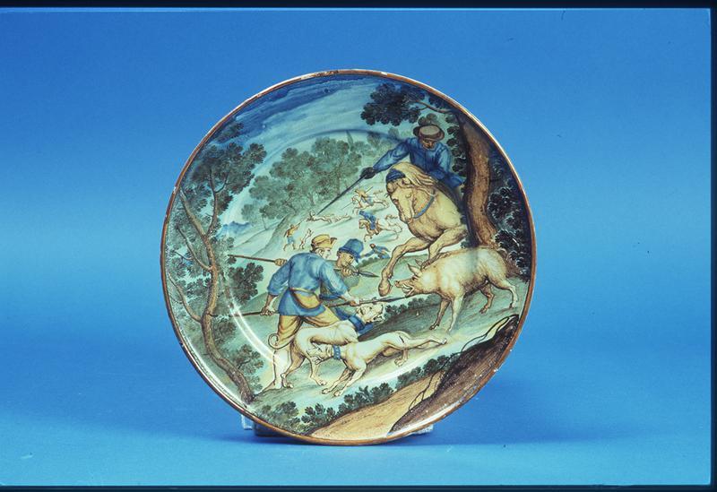 Earthenware Plate with Boar Hunt Scene