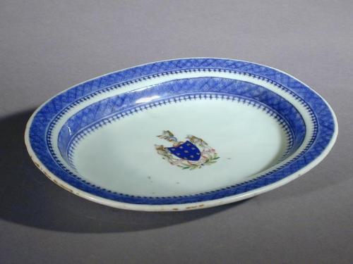 Blue on White Platter with Baillie Family Armorial Crest