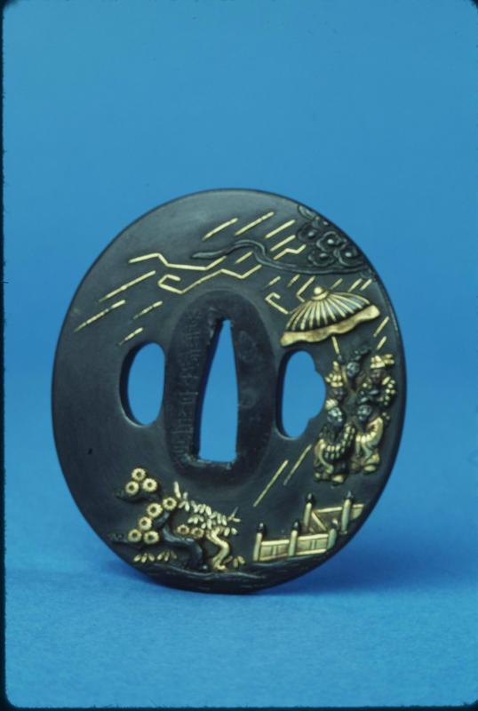 Sword Guard decorated with Five Figures Under Umbrella