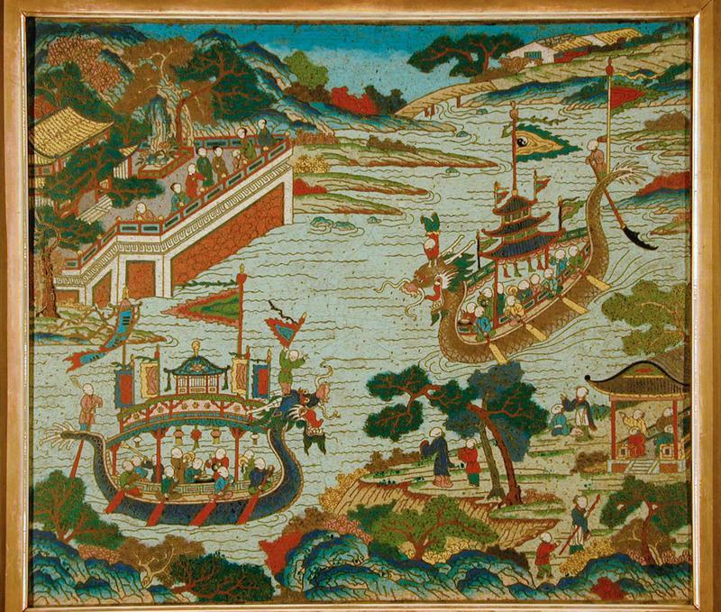 Cloisonne Plaque of Dragon Boat Festival