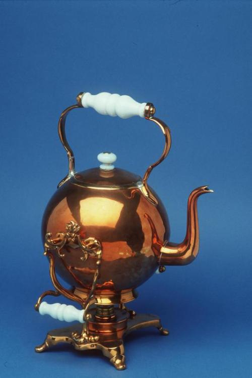 Lidded Copper Kettle with Burner and Stand