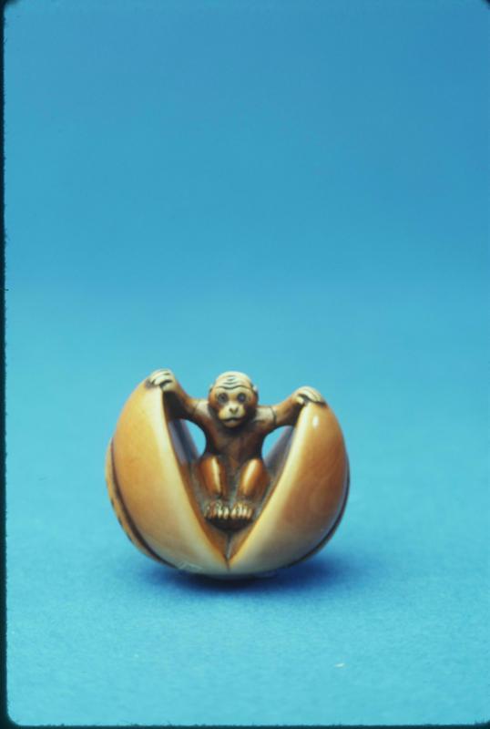 Netsuke depicting a Monkey in a Split Peach