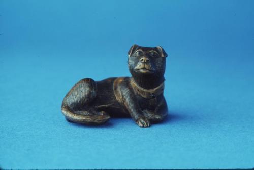 Netsuke depicting a Dog Wearing a Harness