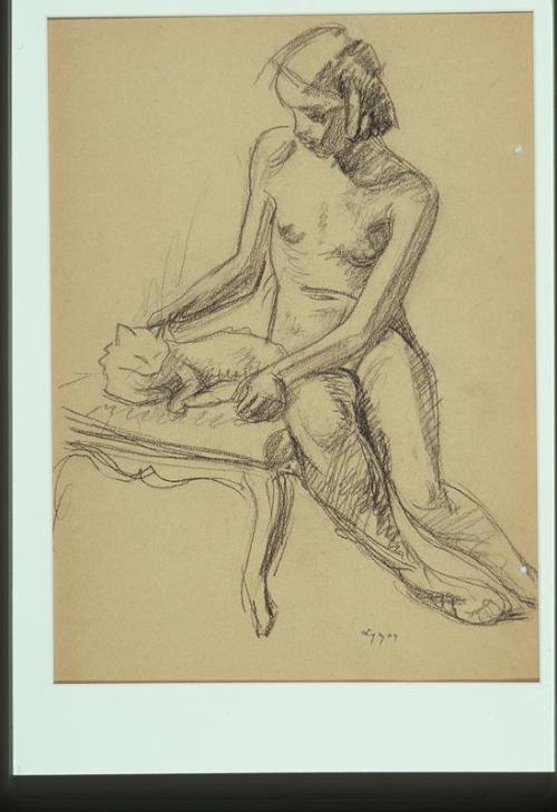 Untitled: Nude and Cat (recto); Nude (au verso)