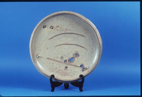 Stoneware Plate with Carved Design