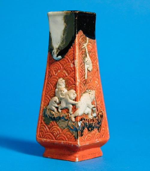 Square Based Vase with Monkeys