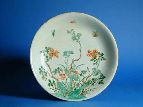 Famille Verte Dish with Pheasant and Flowers