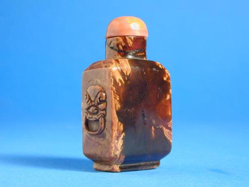 Snuff Bottle with Lion Mask and Ring Handles