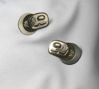 Silver Earrings with Crescent Moon & Sprig of Berry Leaf Design