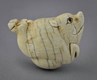 Netsuke depicting a Boar Kicking Up Her Feet