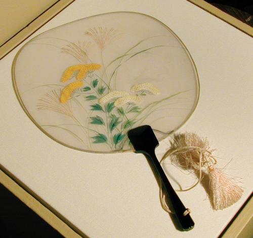 Silk Painted Fan of Geisha Ichimaru