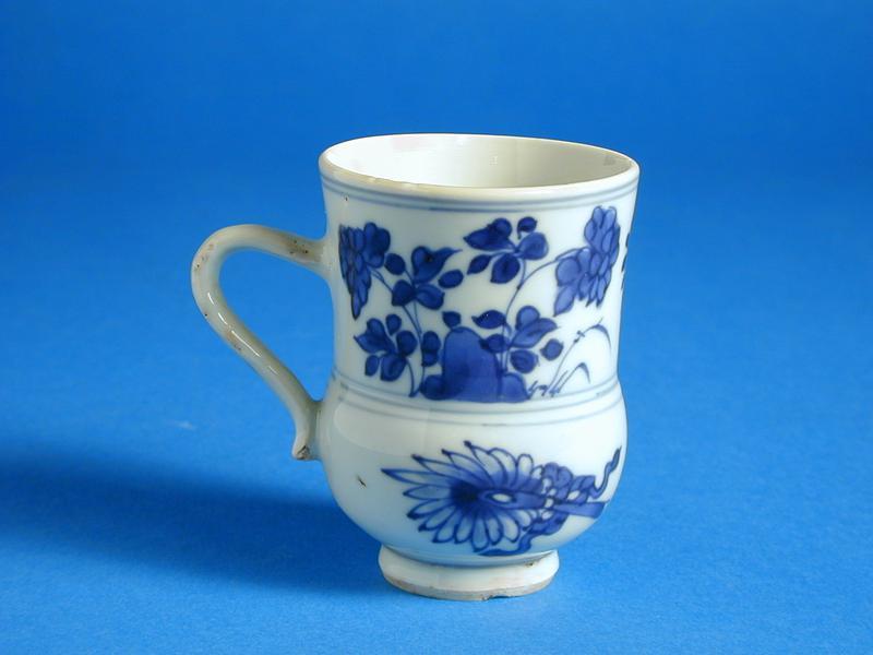 Blue and White Mug with Floral Motif